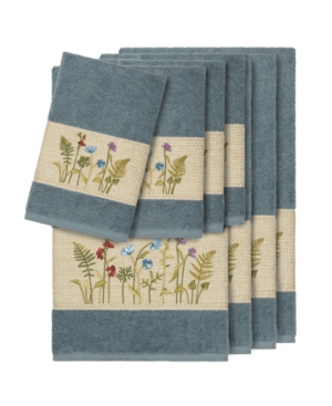 Linum Home Turkish Cotton Serenity 8-pc. Embellished Towel Set Bedding In Teal