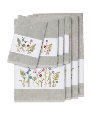 Linum Home Turkish Cotton Serenity 8-pc. Embellished Towel Set Bedding In Light Grey