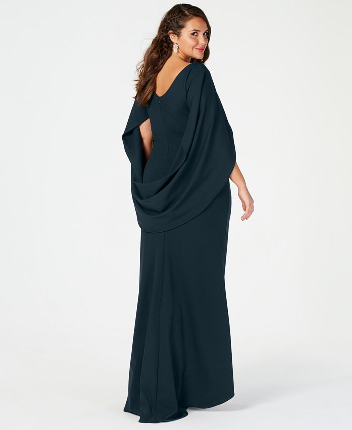 betsy and adam plus size capelet gown