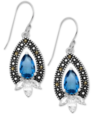image of Multi-Stone Teardrop Drop Earrings in Fine Silver-Plate