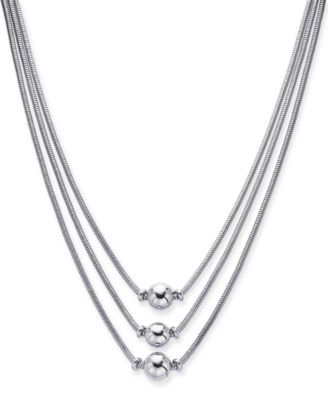 Photo 1 of Alfani Silver-Tone Sphere Three-Row Necklace, 17" + 2" extender, 