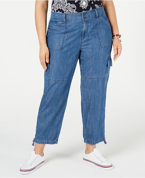 Tommy Hilfiger Plus Size Chelsea Cargo Jeans Created For Macy S Reviews Pants Leggings Plus Sizes Macy S