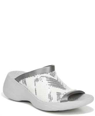 silver slip on sandals