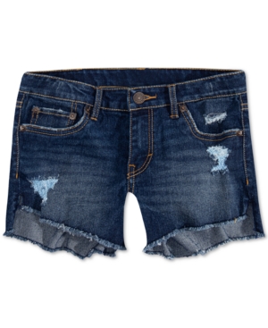 Levi's Big Girls Star-Print High-Low Hem Denim Shorts