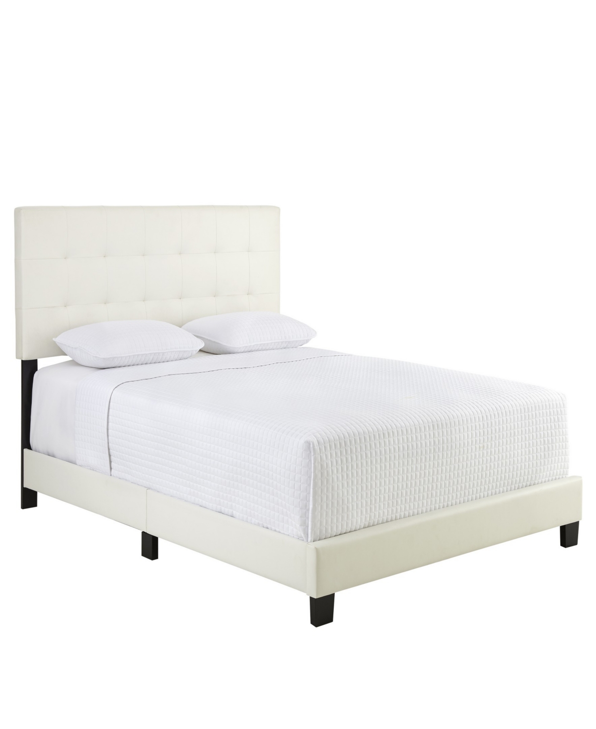 Ultima Hudson Full Faux Leather Upholstered Platform Bed Frame with Tufted  Headboard & Reviews - Furniture - Macy's