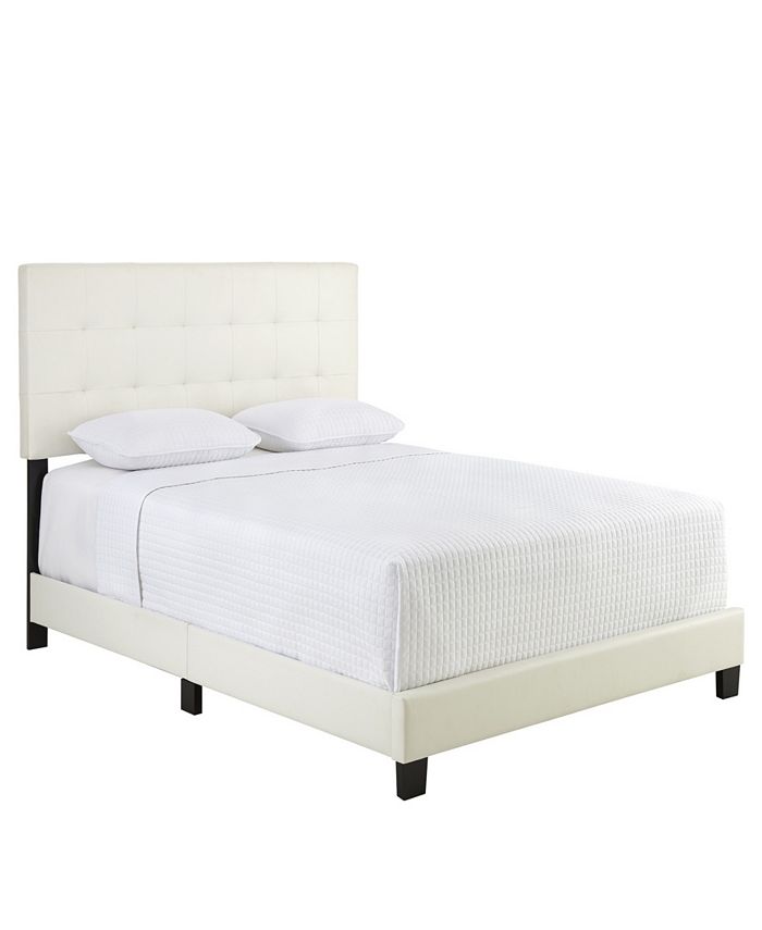 Ultima Hudson Full Faux Leather, White Leather Tufted Bed Frame