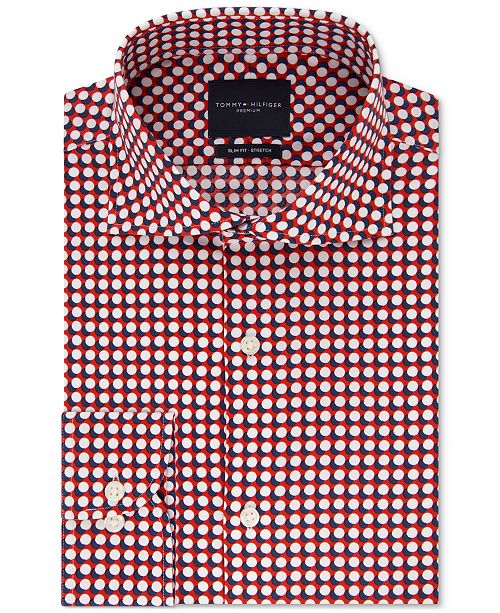 Tommy Hilfiger Men's Slim Fit Non Iron Thflex Stretch Windowpane Check Dress Shirt Blue Size 16.5X32X33 main image 1