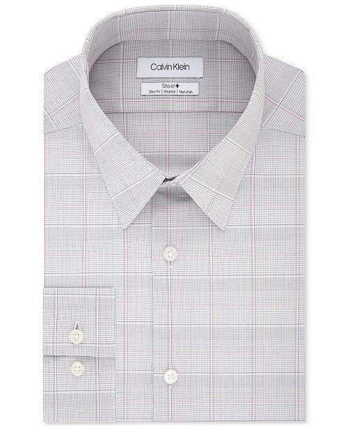 Calvin Klein Men's Classic Regular Fit Non Iron Performance Stretch Check Dress Shirt Green Size 15X32X33