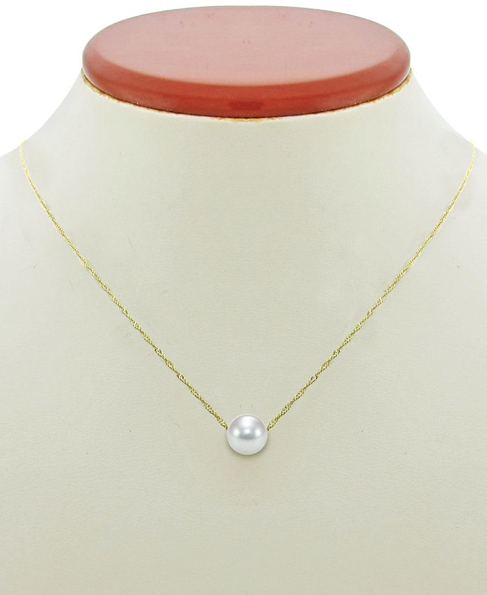 Macy's - Akoya Cultured Pearl (7mm) Pendant Necklace & Stud Earrings in 14k Gold
