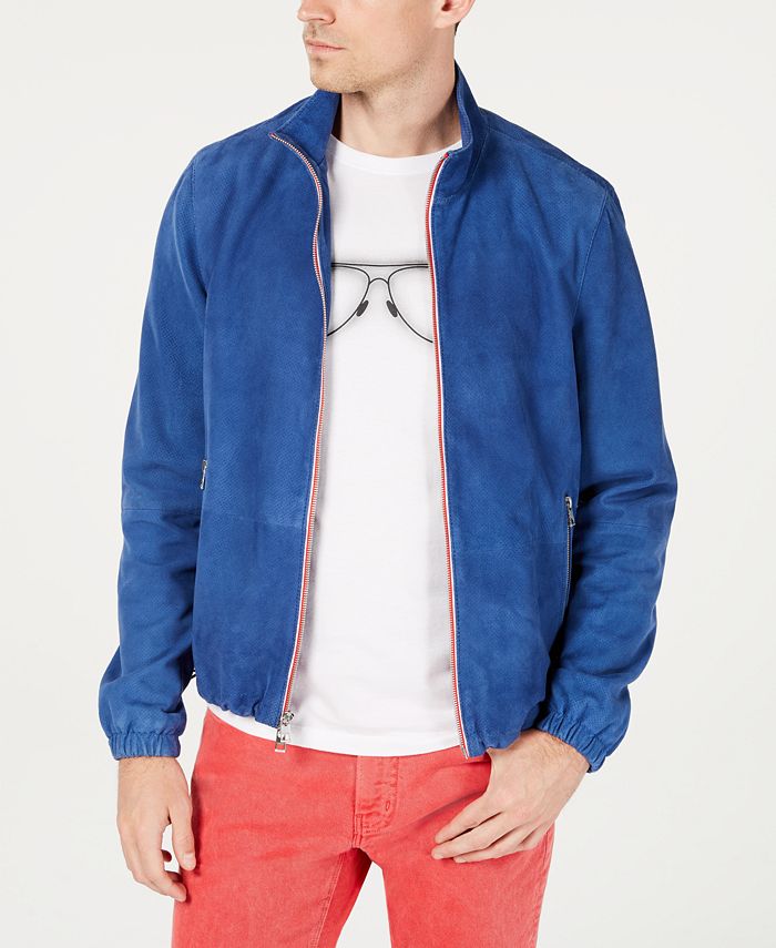 Michael Kors Men's Perforated Suede Track Jacket, Created for Macy's ...