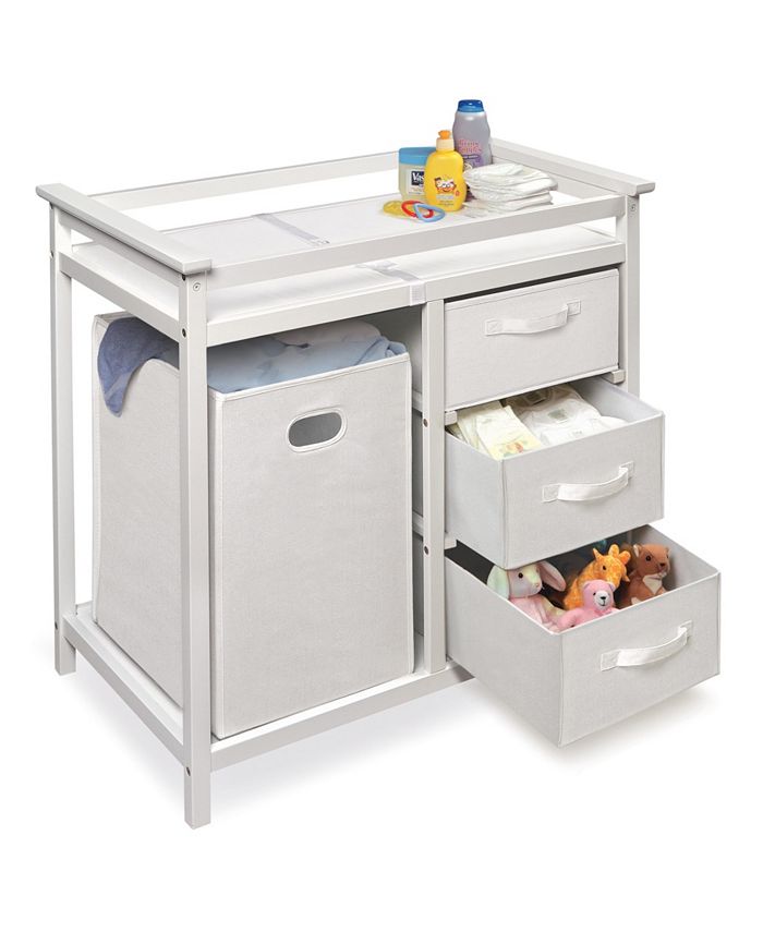 Badger Basket Modern Baby Changing Table with Hamper and 3 Baskets