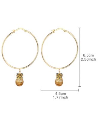 Cubic Zirconia Pineapple Extra Large Hoop Earrings 