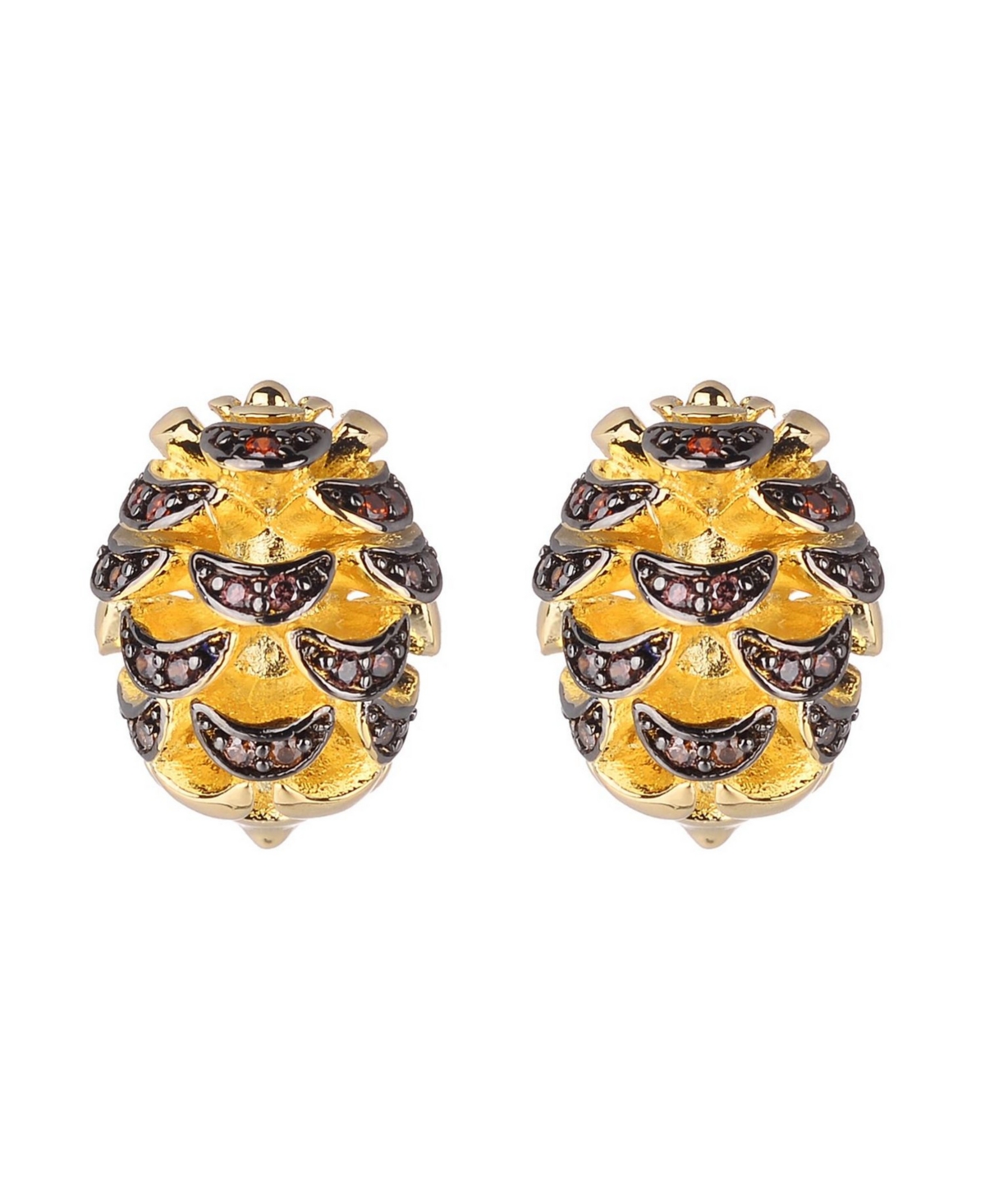 Acorn Stud Earring With Cubic Zirconia Stones - Gold