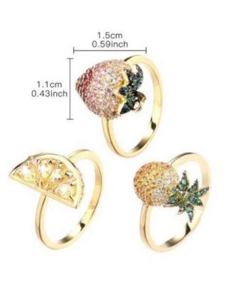 Stackable Cubic Zirconia Fruit Ring Set