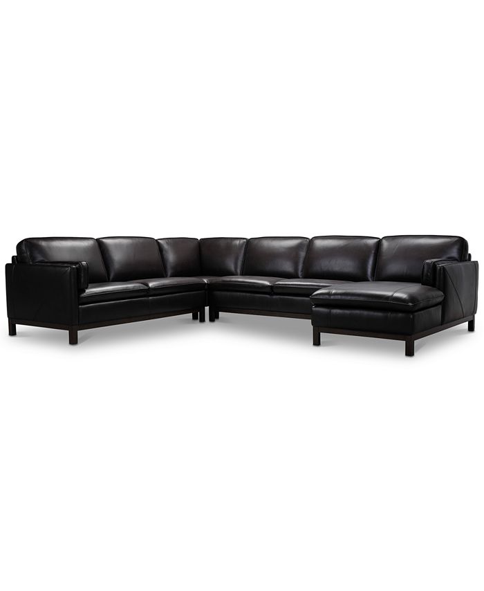 Furniture Virton 136" 4Pc. Leather Chaise Sectional Sofa, Created for