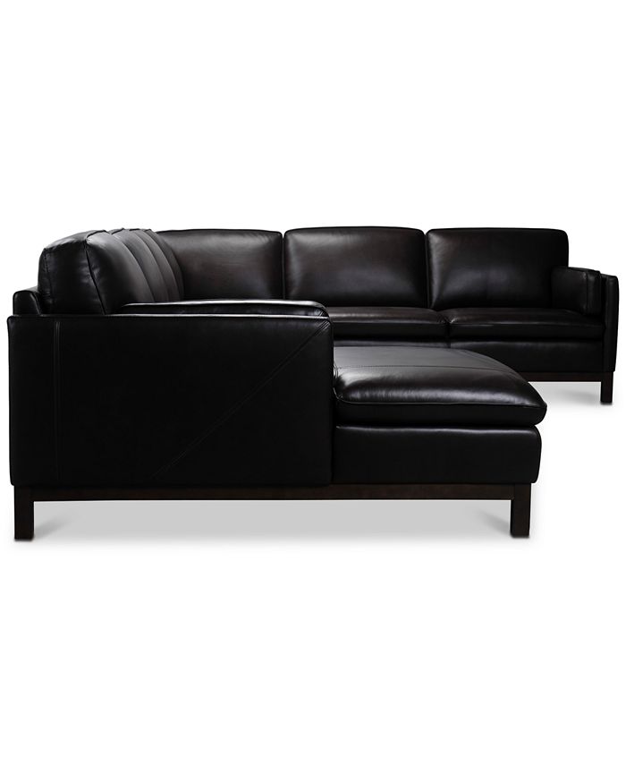 Furniture Virton 136" 4Pc. Leather Chaise Sectional Sofa, Created for