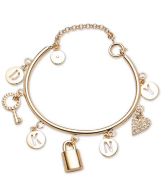 DKNY - Gold-Tone Pav&eacute; Logo Charm Bracelet