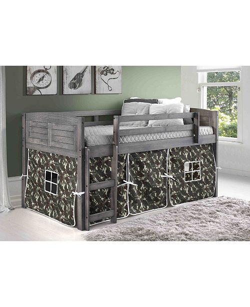 Twin Low Loft Bed With Camo Tent