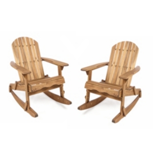 Noble House Malibu Outdoor Rocking Chair (set Of 2) In Natural