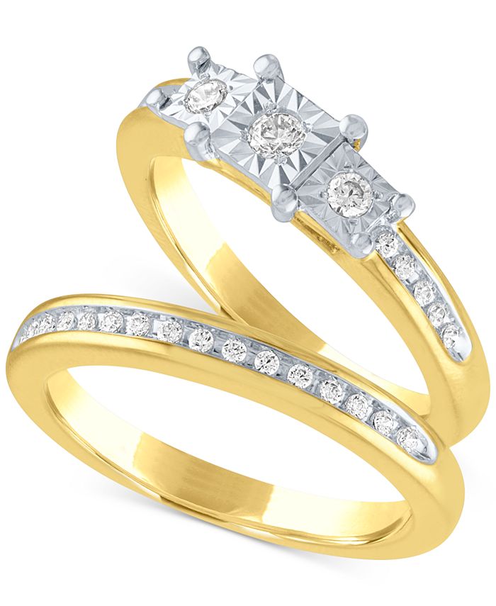 Promised Love Diamond Bridal Set (1/4 ct. t.w.) in 14k Gold Over ...