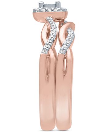 Promised Love - Diamond Bridal Set (1/4 ct. t.w.) in 14k Rose Gold Over Sterling Silver
