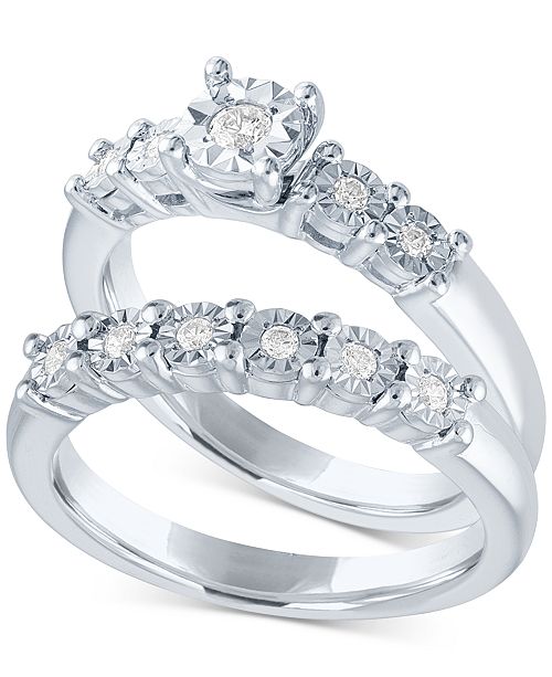 Promised Love Diamond Bridal Set 1 5 Ct T W In Sterling Silver Reviews Rings Jewelry Watches Macy S