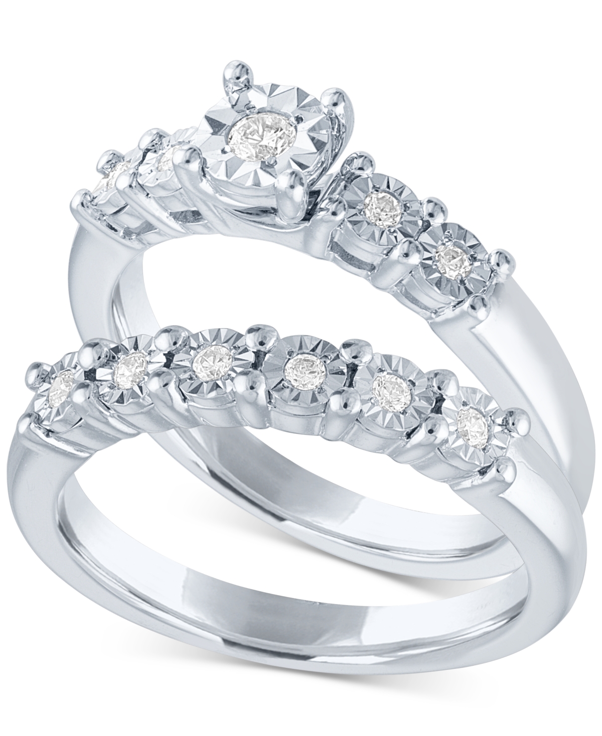 Diamond Bridal Set (1/5 ct. t.w.) in Sterling Silver - Sterling Silver