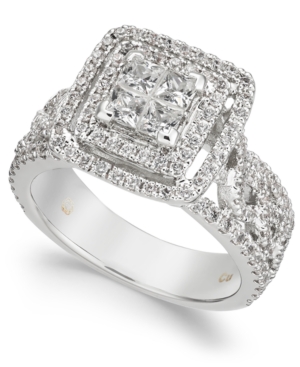image of Diamond Quad Cluster Openwork Engagement Ring (1-3/8 ct. t.w.) in 14k White Gold