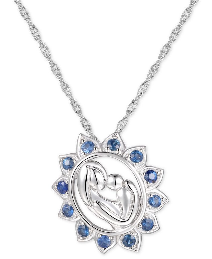 Macy's Sapphire Mother & Child 18" Pendant Necklace (3/8 ct. t.w.) in