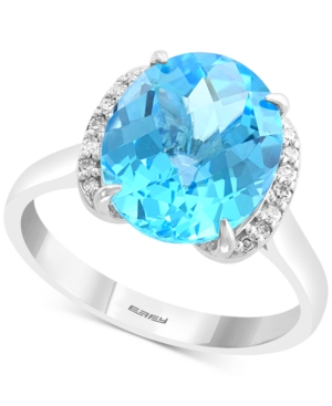 image of Effy Blue Topaz (4-7/8 ct. t.w.) & Diamond Accent Statement Ring in 14k White Gold