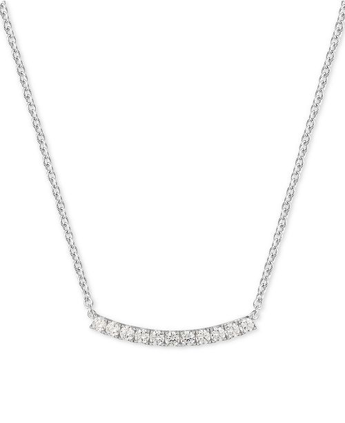 Macy's Cubic Zirconia Curved Bar 18" Pendant Necklace in Sterling