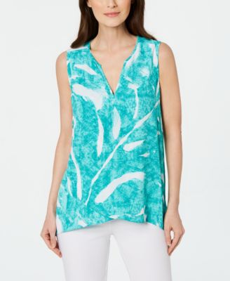 Alfani - Printed High-Low Crossover Top