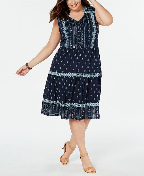 Style Co Plus Size Printed Drop Waist Dress Created For Macy S