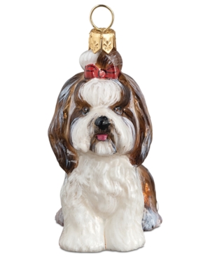 Joy To The World Shih Tzu Top Knot Brown & White Pet Charity Ornament In No Color