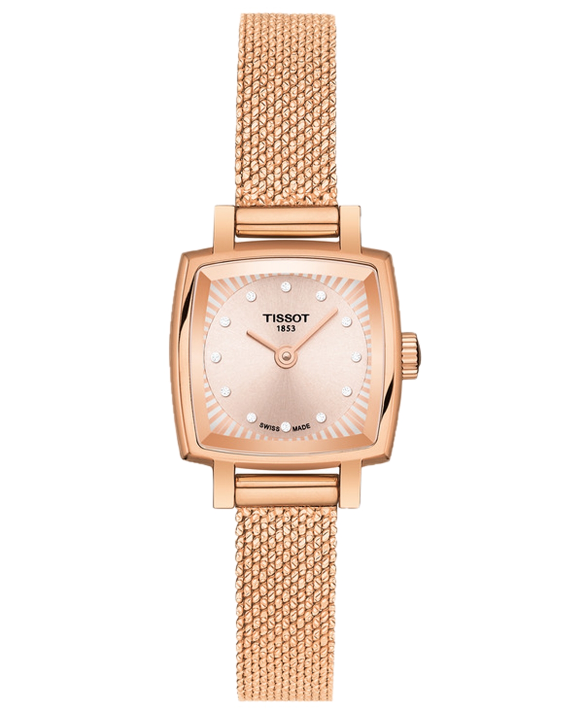 Women's Swiss T-Lady Lovely Diamond Accent Rose Gold Mesh Bracelet Watch 20mm - Rose Gold