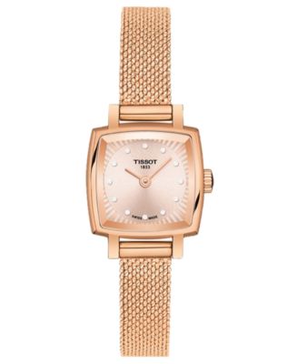 Tissot Women's Swiss T-Lady Lovely Diamond Accent Rose Gold Mesh