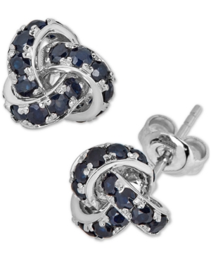 image of Sapphire Love Knot Stud Earrings (4 ct. t.w.) in 14k White Gold