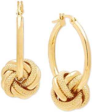image of Italian Gold Love Knot Drop Earrings in 14k Gold