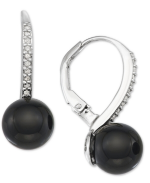 image of Onyx & Diamond (1/10 ct. t.w.) Drop Earrings in Sterling Silver