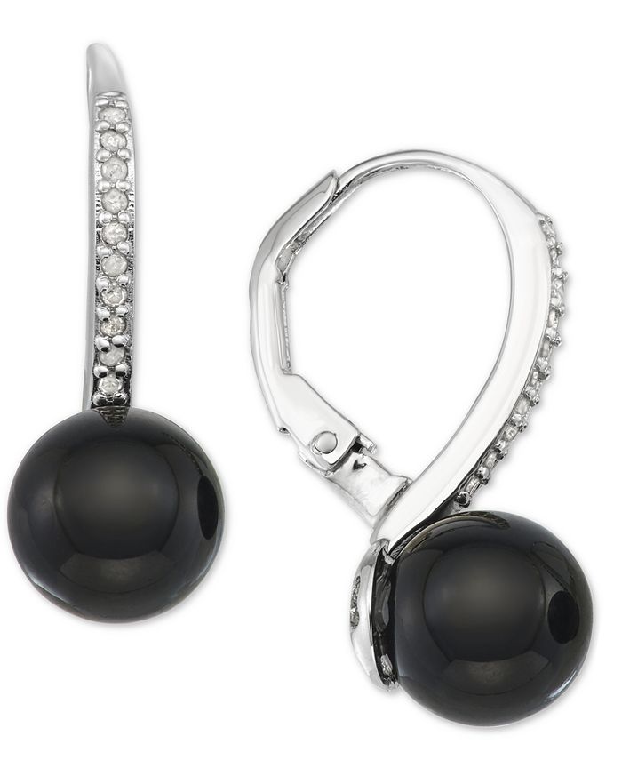 Macy's - Onyx & Diamond (1/10 ct. t.w.) Drop Earrings in Sterling Silver