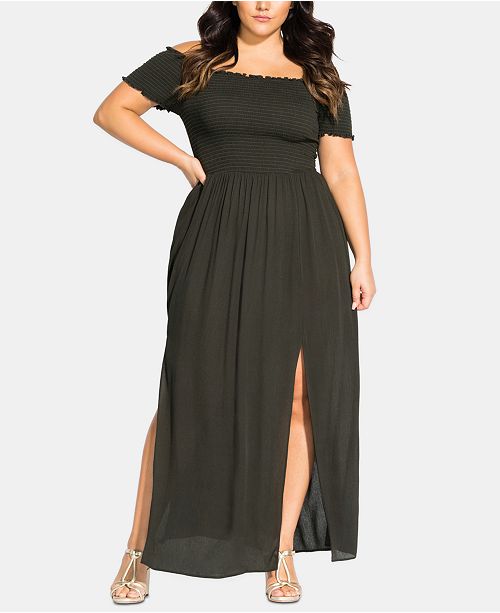 City Chic Trendy Plus Size Smocked Maxi Dress Reviews Macy S