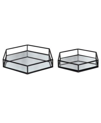 Felicia Nesting Metal Mirrored Decorative Trays, 2 Piece