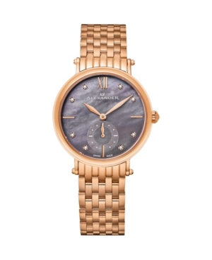 image of Alexander Watch AD201B-04, Ladies Quartz Small-Second Watch with Rose Gold Tone Stainless Steel Case on Rose Gold Tone Stainless Steel Bracelet