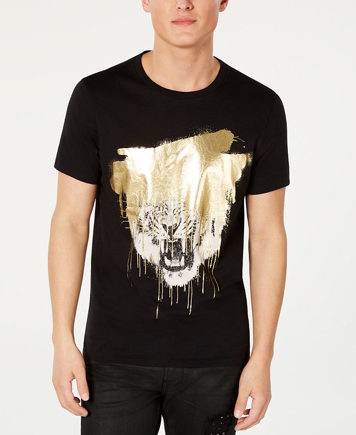 GUESS Men's Gold Foil Spray Tiger T-Shirt & Reviews - T-Shirts - Men ...
