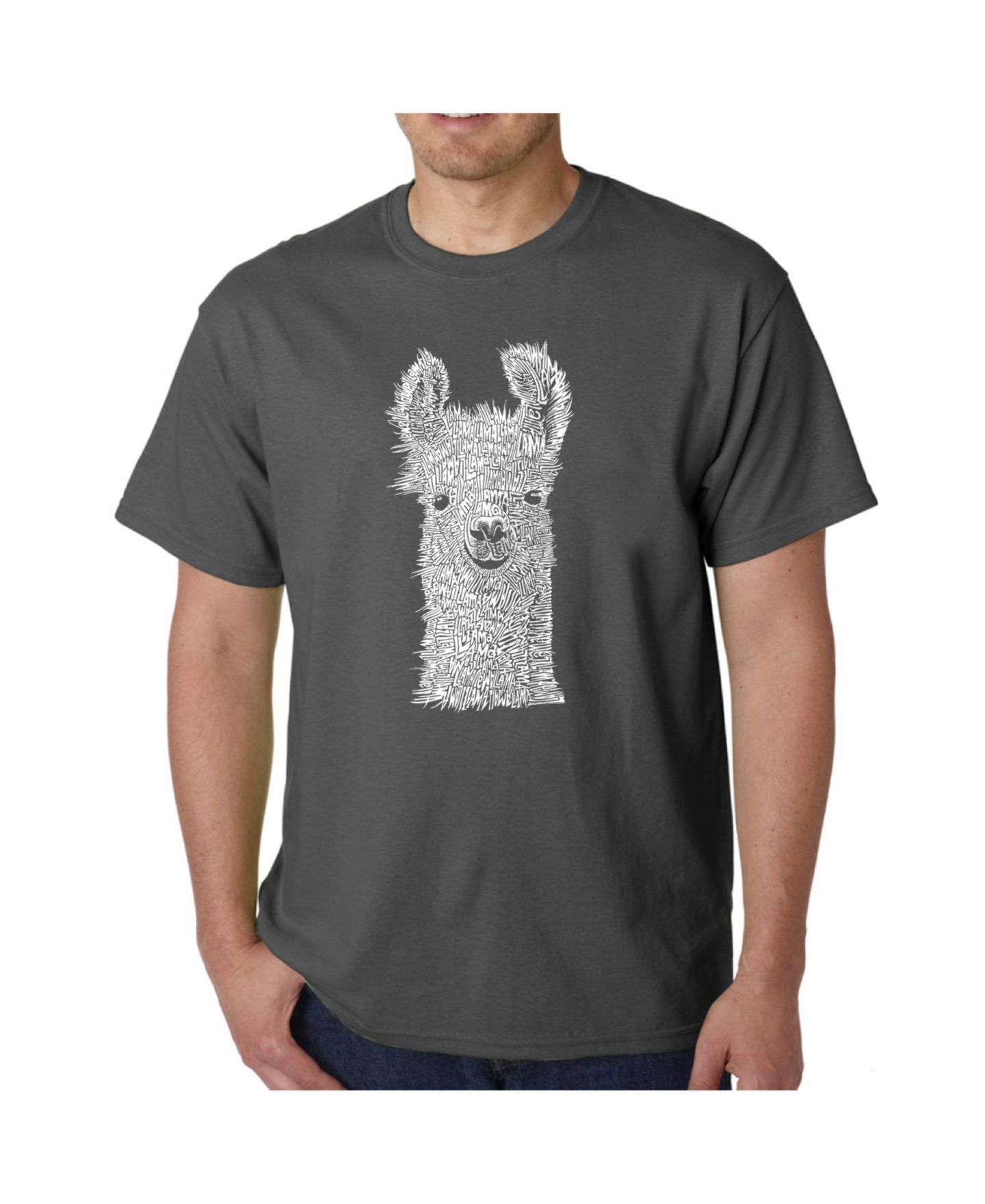 Мужская футболка LA Pop Art Word Art - Llama, цвет: Чёрный — фото 4