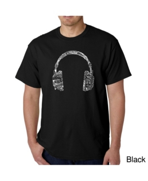 La Pop Art Mens Word Art T-Shirt - Headphones - Music in Different Languages