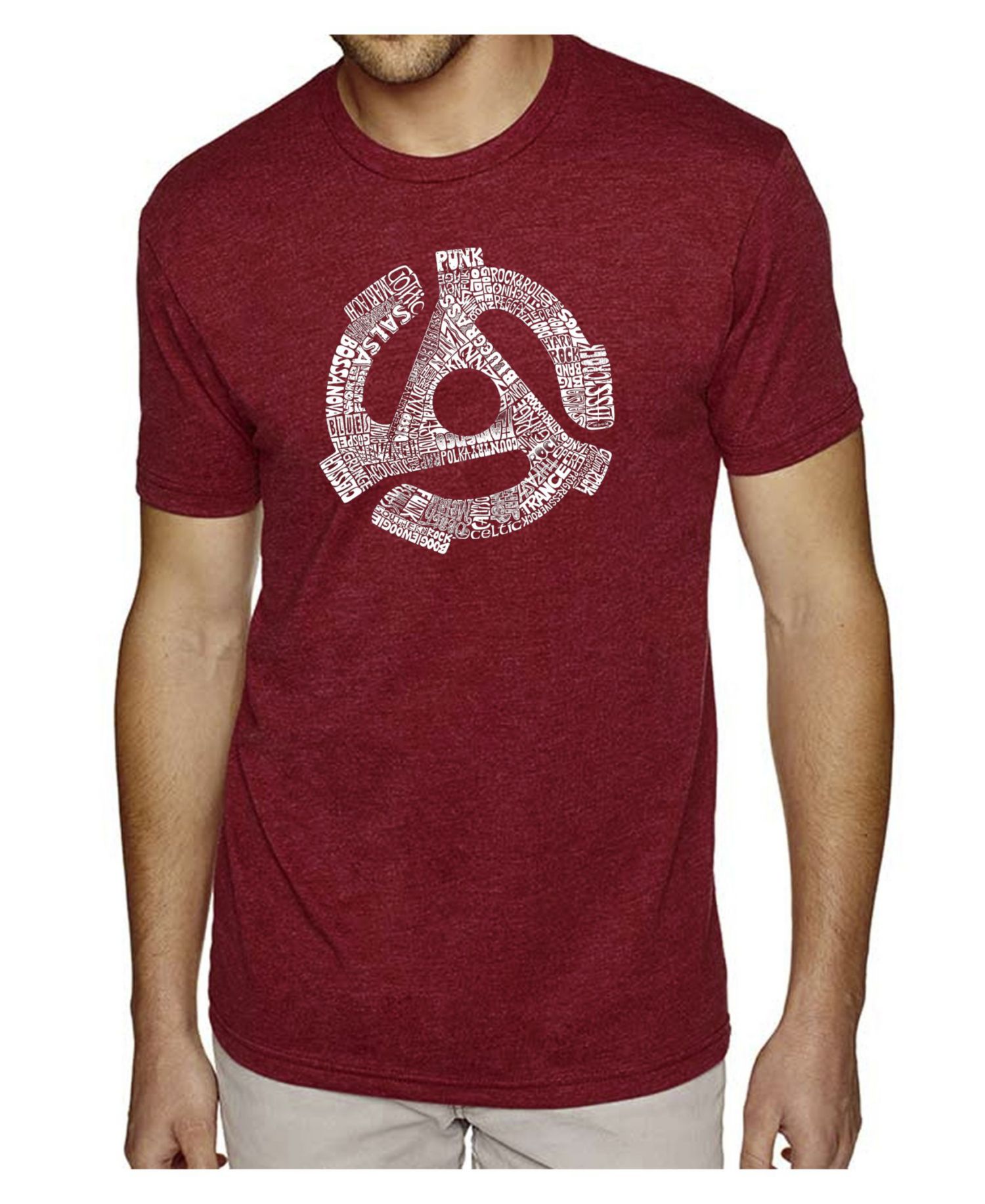 Men's Cotton/Poly Blend Word Art T-Shirt - Record Adapter