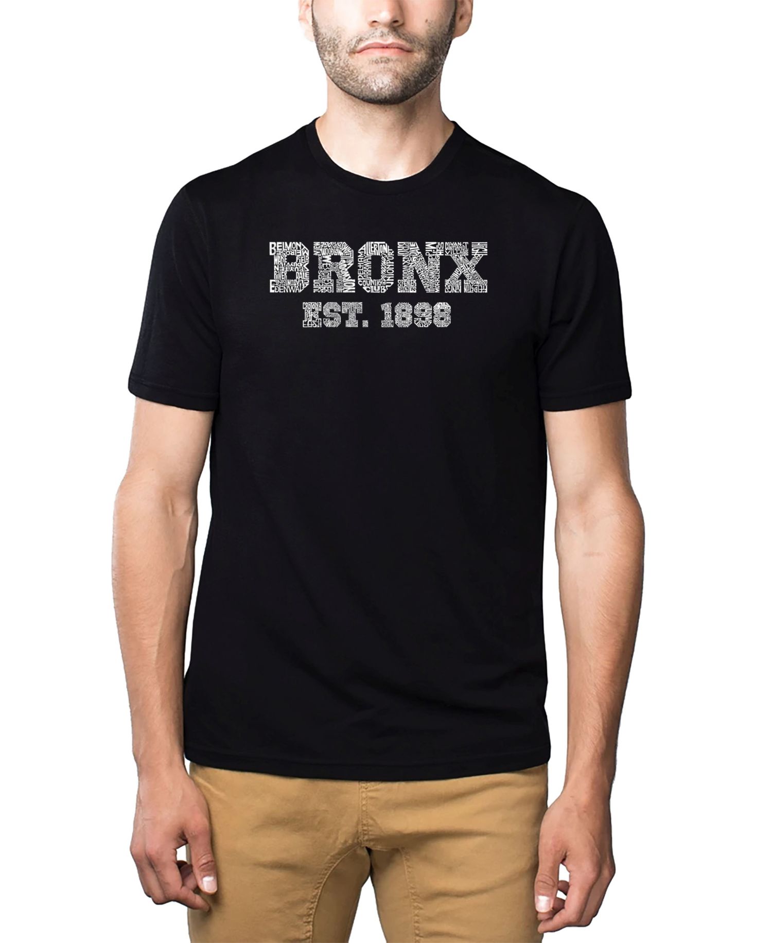 Men's Cotton/Poly Blend Word Art T-Shirt - Popular Bronx, NY Neighborhoods