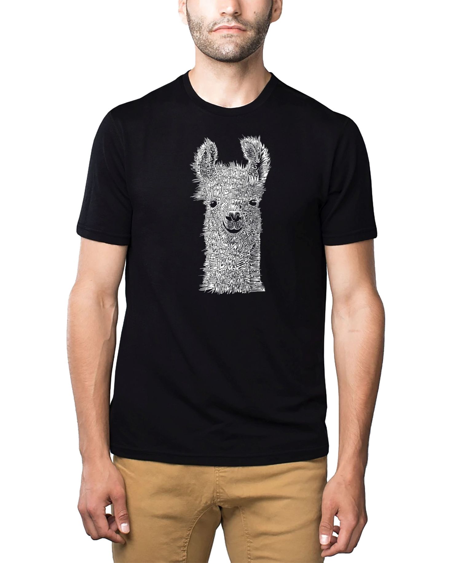 Men's Cotton/Poly Blend Word Art T-Shirt - Llama