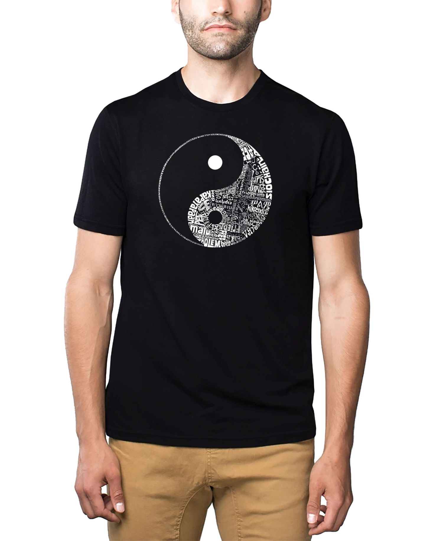 Men's Cotton/Poly Blend Word Art T-Shirt - Yin Yang